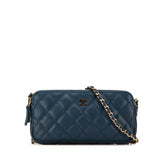 Quilted Caviar Clutch with Chain